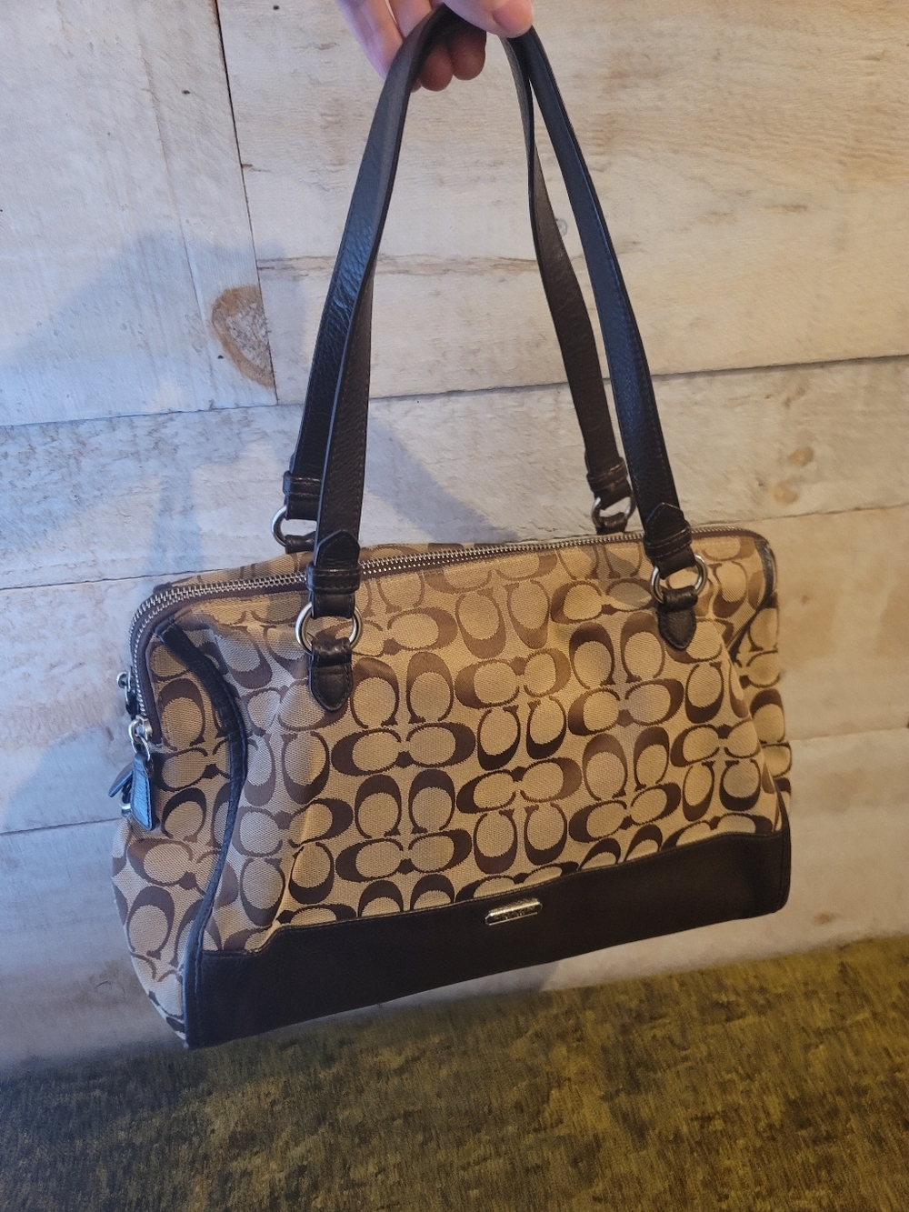 Coach Monogram Canvas 3 Zippered Bag